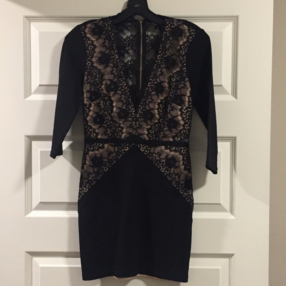Bebe black and nude lace dress- back is all lace